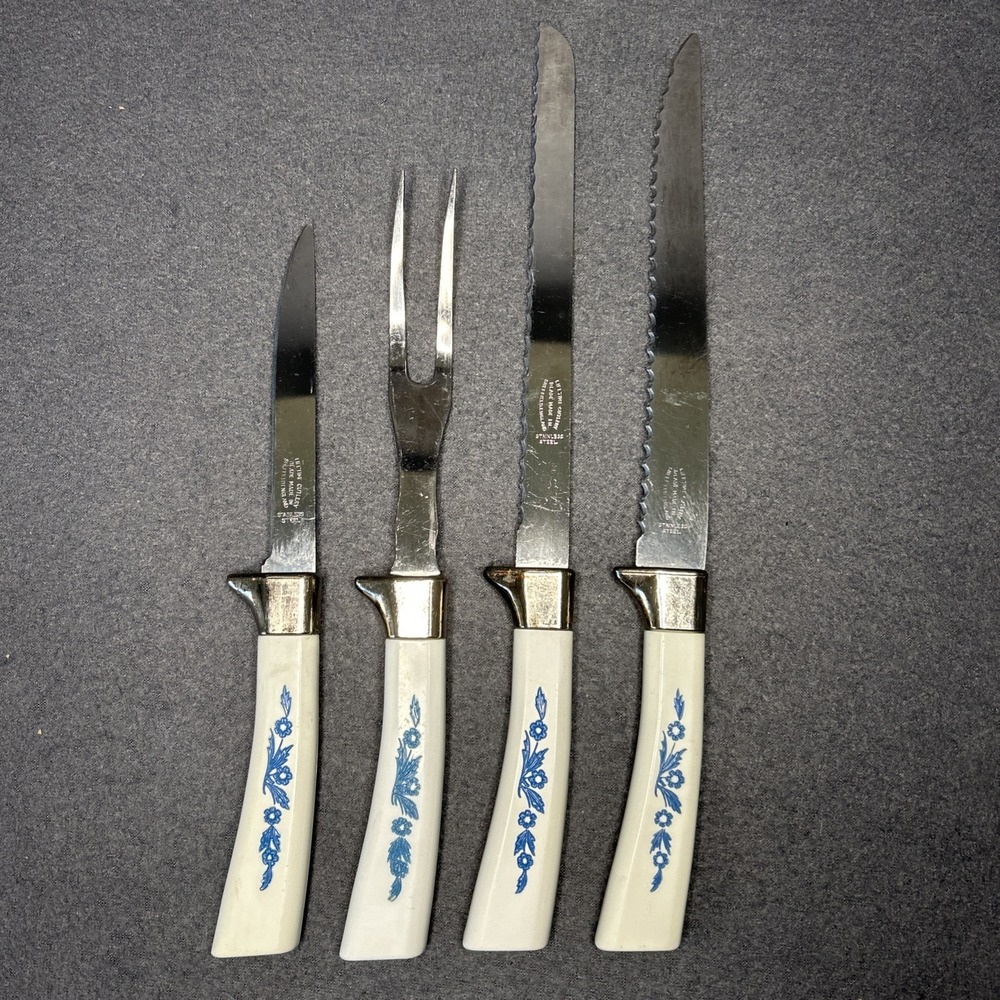 Vintage Lifetime Cutlery 4-Piece Knife Set Sheffield England Cornflower‎ Pattern
